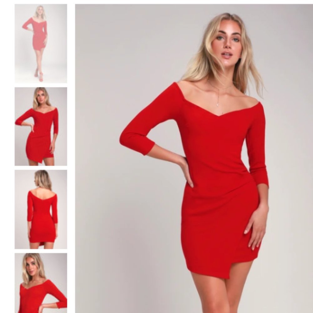 Red Off-the-Shoulder Bodycon Dress